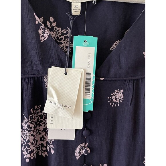 SKIES ARE BLUE Plus Size 2X Boho Lorinda Embroidery Floral Top NWT BOX1 - Picture 8 of 12